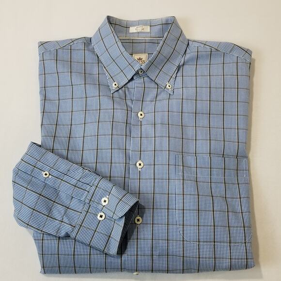 Peter Millar Other - Peter Millar Sport Shirt Medium Button Short Sleeve Plaid Crown Cotton